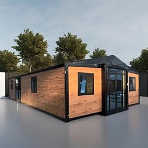 Draagbaar geprefabriceerd klein huis te koop, mobiel uitbreidbaar prefabhuis 19x20FT met 1 volledig uitgeruste badkamer en keuken, 1 2 3 slaapkamer containerhuis om in te wonen voor volwassenen
