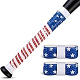 2PCS American Flag Bat Grip Tape for Baseball/Softball,1.5mm Precut and Full Adhesive Baseball Bat Grip Replacement,Non-Slip Softball Bat Wrap Tape