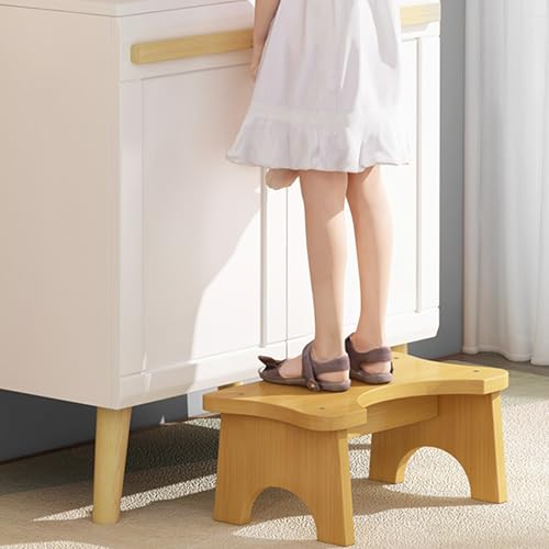 Taburete para inodoro de madera resistente con diseño grueso y base antideslizante 4