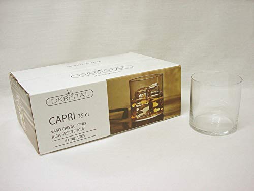 Dkristal Lote 6 Vasos Cristal Duro Capri Whisky Agua ETC 350ML PEQUEÑO Cover