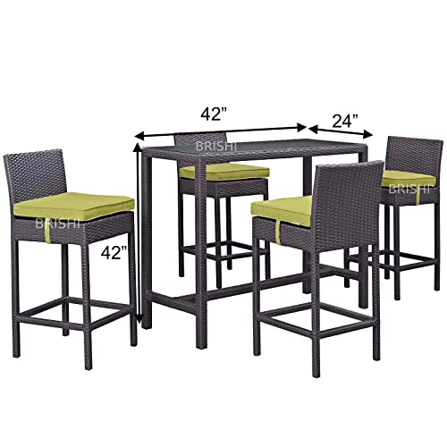 Image of BRISHI Outdoor Bar Set Garden Patio Bar Set 1+4 4 - Chairs and 1- Table Set Balcony Bar Table with Stool Set (Brown)