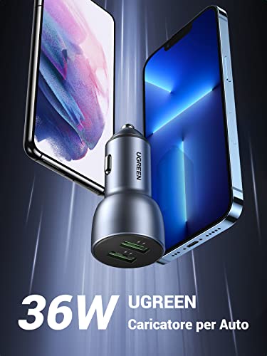 UGREEN Caricatore USB Auto 36W con 2 Porte USB