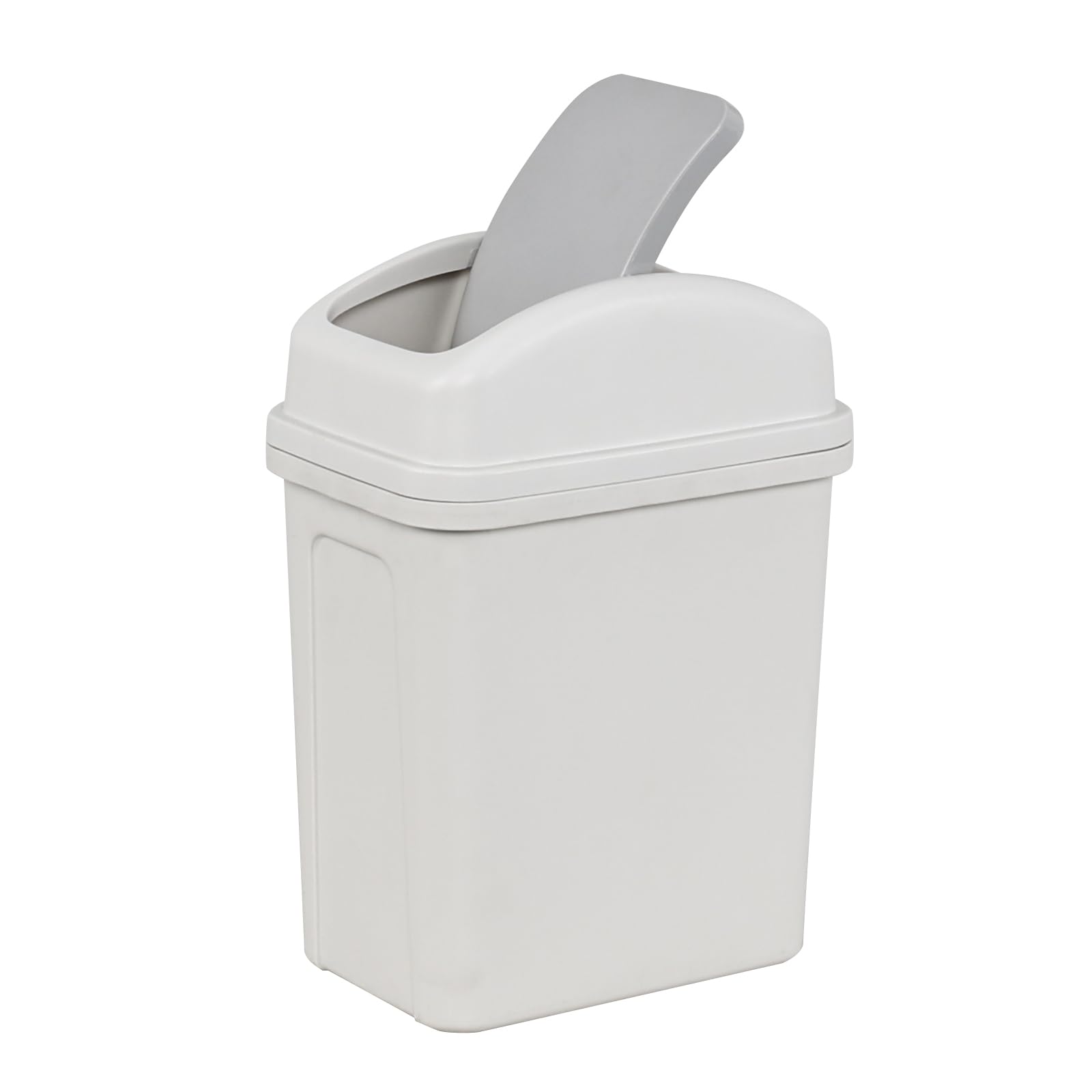 Ikando Plastic Swing Bin 7 Liters, Small Trash Bin for Home, Grey