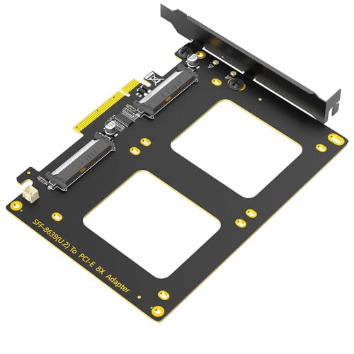Dual U.2 SSD to PCIe 4.0 X8 Adapter, Support 2 x U.2 SSD or Soft Raid, Without PCI-e Splitter Function (PCIe Bifurcation Motherboard is Required)