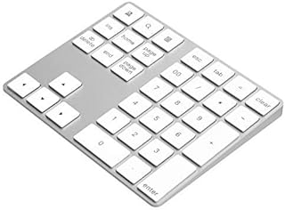 Bluetooth Numeric Keypad, Aluminum Wireless Bluetooth 34-Key Number pad with Multiple Shortcuts for Computer Laptop Windows Surface Pro Apple iMac iPad Android Tablet Smartphone- Silver