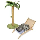 PETKARAY Cat Scratching Post with Cat Beach Chair, 36" Tall Palm Tree Cat Scratching Post, Large Sisal Cat Scratcher for Indoor Kittens