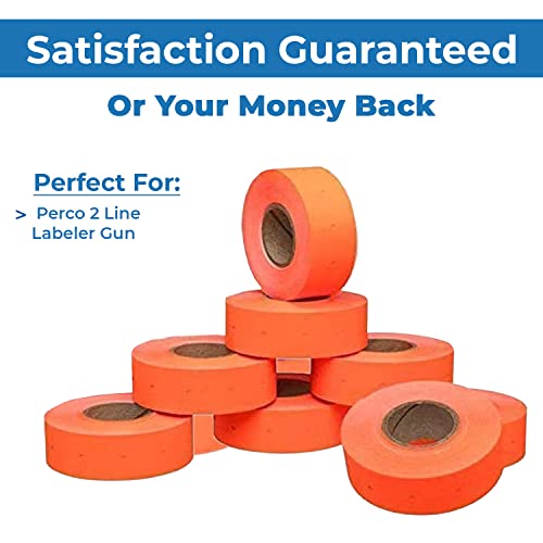 Fluorescent Red Perco Labels For Perco 2 Line Labeler Gun - 1 Sleeve, 6,000 Labels #TOP4