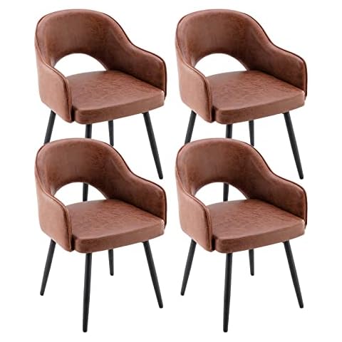 chairus 4 Stück Esszimmerstühle aus PU Leder 360° Drehbar Küchensessel Armlehnstuhl Gepolsterte Seitenstühle Cover