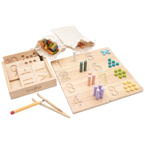 Image of Twefex Montessori Counting Toys for Toddlers | 3 in 1 Wooden Peg Board and Montessori Counting Beads Math Toys for Kids Age 3 4 5 | Toddler Wooden Number Learning Montessori Toys