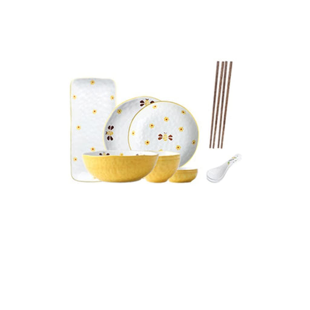 Set da tavola creativo in ceramica con cartoni animati, set da tavola per la casa, piatto, ciotola, tazza, piatti, set di scodelle per riso, zuppa e bacchette, set da pranzo per feste (set :