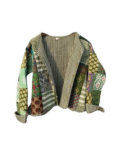 Indian Patchwork Cotton Jacket | Reversible Coat | Winter Quilted Cotton Jacket for Women