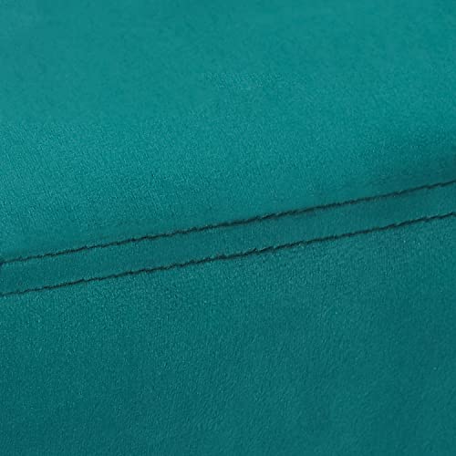 Decent Home Fabric Footrest, Small Ottoman, Rectangular Footstool, Malachite Blue #TOP4