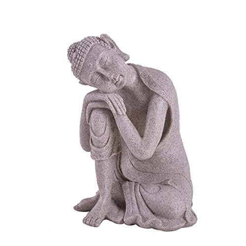 Statua di Buddha tailandese resistente alle intemperie - Statuetta di Buddha seduto che medita e dorme per altare di meditazione, sala yoga, decorazione da giardino zen, decorazione artistica bianca