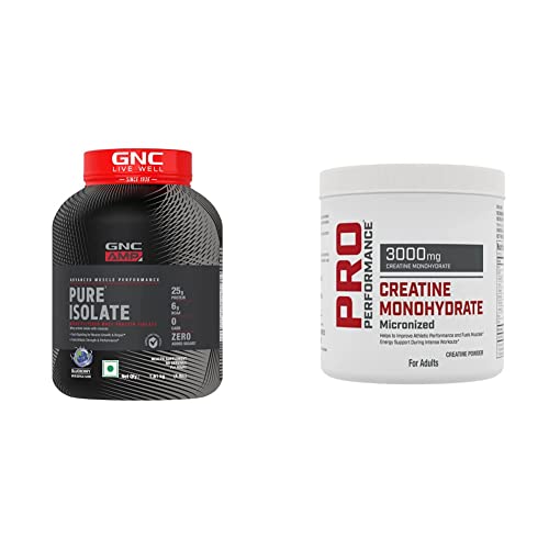 Image of GNC AMP Pure Isolate Zero Carb Blueberry 4lbs + GNC Pro Performance Creatine Monohydrate 250 gm