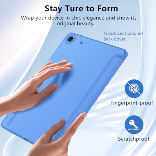 Image of MoKo Trifold Case for Galaxy Tab A9 Plus /A9+ 11 Inch 2023, Periwinkle | Slim Stand Hard PC Translucent Back Shell Smart Cover, Auto Sleep /Wake, Light, Anti-scratch, 2 Adjustable Angle