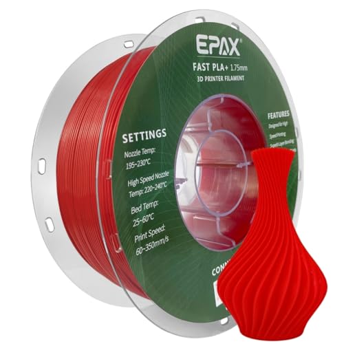 Image of EPAX High Speed PLA+ 3D Printer Filament, Fast PLA 3D Printing Filament, 1.75mm, Dimensional Accuracy + /- 0.03 mm, 1KG Spool (Candy Red)