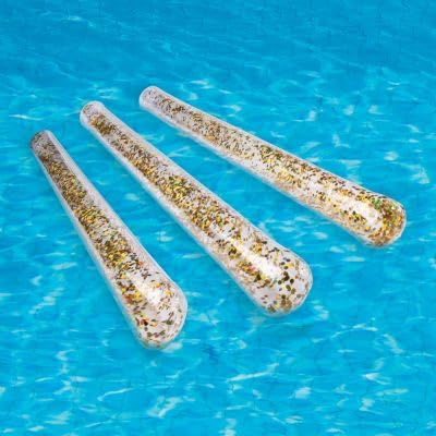 Pool Noodle Inflate | 60 Inch | 1 PC | Gold Glitter Inflatable Pool Toy Party Decoration