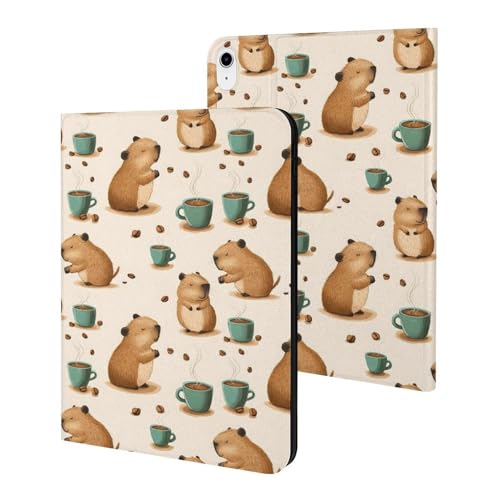 Housse iPad 10.9 pouces 2022 et étui iPad 11 2025 imprimé cochon d'inde café