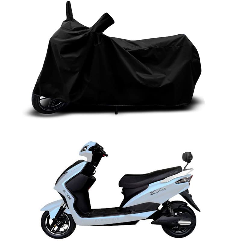 Image of 100% Scratchproof /UV-Rays /Heat Protection /Birds Dropping /Water Resistant /Dust Proof /Waterproof /Full Bike Scooty Two Wheeler Body Cover Compatible for Kinetic Green Zoom All Varients[Black]