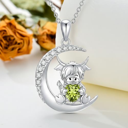 Image of PROESS Animal Birthstone Necklace 925 Sterling Silver Otter /Axolotl /Hippo /Elephant /Dachshund /Monkey /Red Panda Pendant Necklace Animal Birthstone Jewelry Gifts for Women