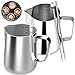QNLEMON dzbanek na mleko, ze stali nierdzewnej, do spieniania mleka, wbudowana podwójna waga, idealna do dzbanków na mleko, małych cappuccino i latte macchiato