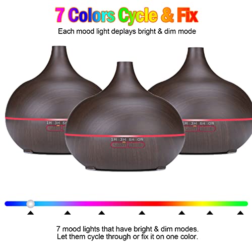 Aromatherapy Essential Oil Diffusers Large Room 550Ml Aroma Diffuser For Essential Oils, Ultimate Ultra-Quiet Oil Diffuser, Ultrasonic Cool Mist Humidifier With 7 Light Colors, Timer Setting #TOP4