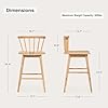 HoeuThien Wood Bar Stools Set of 6, 24" Counter Height Barstools, Armless Farmhouse Wooden Bar Dining Chairs with Back & Footrest for Kitchen Island, Natural Oak #2