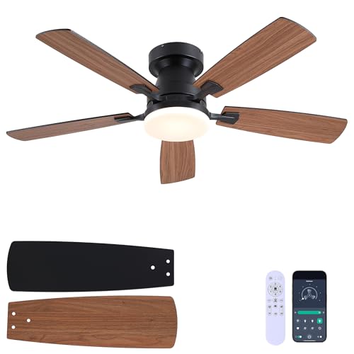 iacaf Ceiling Fans with Lights, 48 Inch Ceiling Fan with Light And Remote/APP,Low Profile Ceiling...