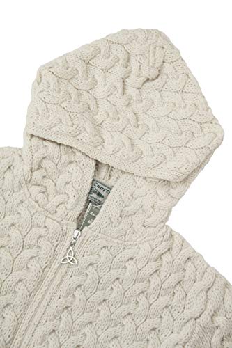 Aran Crafts Women's Soft Irish Chunky Cable Knitted Coat, 100% Super Soft Merino Wool, Authentic & Traditional, Fisherman Sweater-Style Knit, Made In Ireland, Hd5037-Med-Nat Natural #TOP2