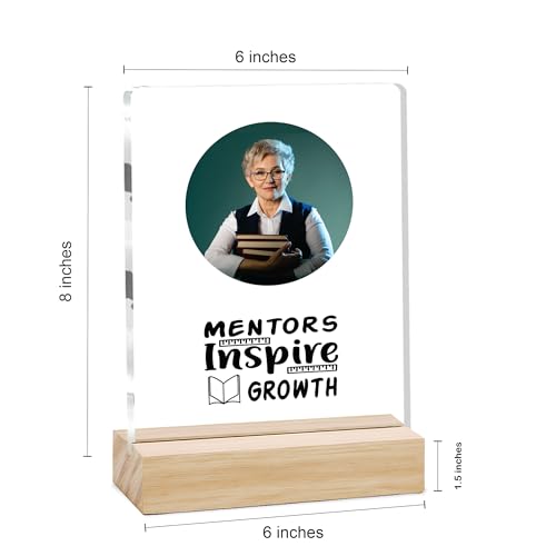 Image of Giftplease Best Teacher Plaque | Personalized Photo Frame with Wooden Stand | Appreciation Gift for Teachers | Teacher's Day Retirement Farewell Gift (Custom Photo & Text CTH 08