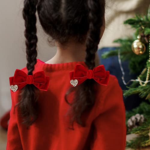 Red Velvet Hair Bows Cute Christmas Valentine School Hair Clips Handmade Hair Accessories For Kids Girls Infants Toddler Headdress #TOP3