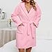 Women Short Fuzzy Robe Hood Cute Plush Bathrobe Cozy Soft Bathrobe Hooded Fashion Fleece Housecoat With Pockets