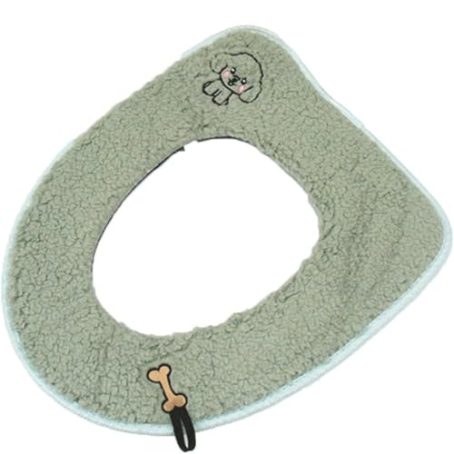 POSEDWRA GFJTJAO Toilet Seat Covers Warm Plush Washable Thicken Toilet Seat Cover Pads Mat With Handle And Zipper(Green)