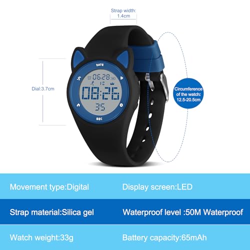 Image of Kids Watches for Girls Boys Digital Sport Watch with Step Counter Pedometer Vibration Alarm Clock, No App Waterproof Fitness Tracker Kids Watch Boys Girls Teens Students Ages 5-16
