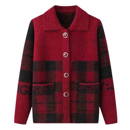 Suéter de punto con cuello térmico chaqueta abrigo para mujer mayor