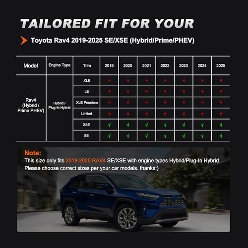 Image of AOMSAZTO Custom Fit Seat Covers for Toyota RAV4: 2022 2023 2024 2025 SE Hybrid, 2019 2020 2021 2022 2023 2024 2025 Prime & XSE Hybrid - Full Set Waterproof Faux Leather (Black)