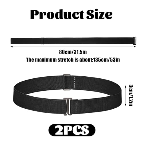 Crop Tuck Band, 2 Pcs Adjustable Crop Top Tuck Waist Band Tucking Sweater Shirt Elastic Stretch Belts for Women, Black+Khaki2