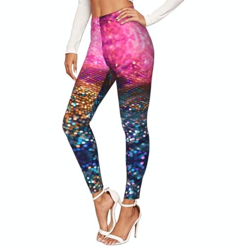 Leggings de compresión suave y ropa de gimnasio con estampado brillante de lentejuelas degradadas