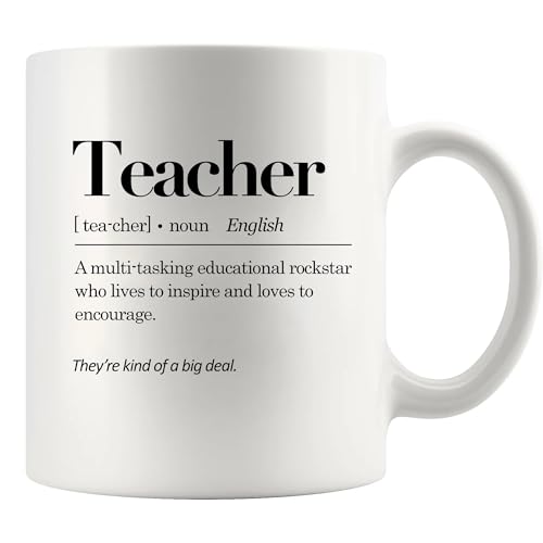 Tazza in Ceramica Teacher Definition Appreciation from Students End of The Year To Professor Tazza Mug Standard Tazza Regalo Multi-Colour Tazza in Porcellana per Lavori Amico Collega 330ML