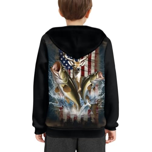 Image of WELLFLYHOM Boys Hooded Sweatshirts Hoodie Pullover Cool Graphic Crewneck Blouses Size 6-16