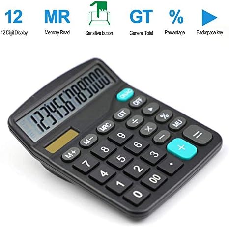 2 pcs Calculator,YEBMoo 12-Digit Solar Battery Basic Calculator, Solar Battery Dual Power Office Calculator, with Large LCD Display and Large Buttons (Battery Included) (2 x Calculator)