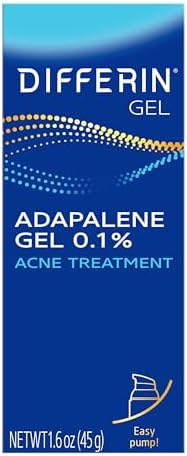 Differin Acne Treatment Gel, 90 Day Supply, Retinoid Treatment for Face with 0.1% Adapalene, Gentle Skin Care for Acne Prone Sensitive Skin, 45g Pump (Packaging May Vary)