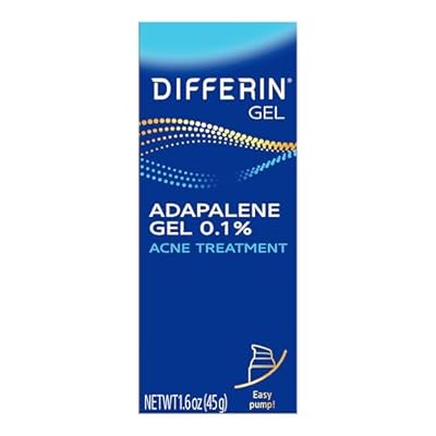 Differin Acne Treatment Gel, 90 Day Supply, Retinoid Treatment for Face with 0.1% Adapalene, Gentle Skin Care for Acne Prone Sensitive Skin, 45g Pump Packaging May Vary