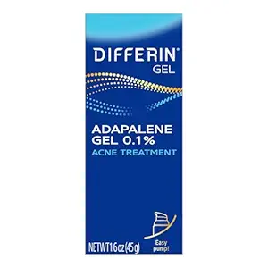 Differin Acne Treatment Gel, 90 Day Supply, Retinoid Treatment for Face with 0.1% Adapalene, Gentle Skin Care for Acne Prone Sensitive Skin, 45g Pump (Packaging May Vary)