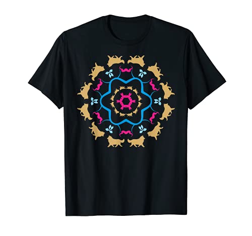 Running Shetland Sheepdogs in a Flower Design - T-Shirt