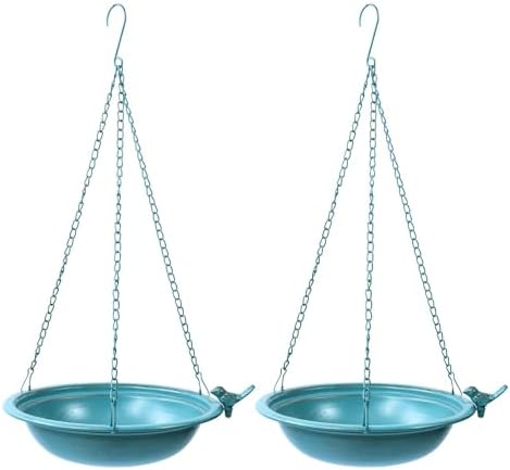 Hanging Bird Baths for Small Spaces That Will Transform Your Garden 5 SMQLJXC 2pcs Hanging Bird Baths for Outdoors, Metal Hanging Bird Feeder, Garden, Yard, Patio Decor (2, Blue)