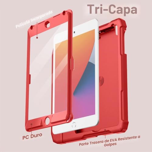 Funda Infantil para iPad Mini 5 4 3 2 1 JETech Roja con Protector de Pantalla 5