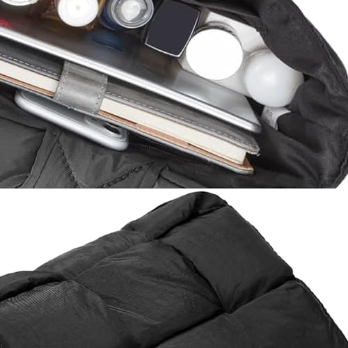 Image of Shoulder Bag Lightweight Puffer Tote Crossbody Bag Handwoven for Women | waterproof nylon, durable, soft padded texture, versatile for travel, work, weekend, everyday, adjustable strap