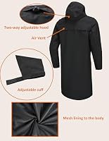 Regenjacke für Herren, wasserdicht, atmungsaktiv, langer Regenmantel mit Kapuze, Netzfutter, Windbreaker für Outdoor-Aktivitäten (DE/NL/SE/PL, Alphanumerisch, M, Regular, Regular, Dark Grey) – Ansicht 3