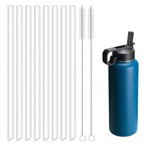 S - Reusable Plastic Straws With 2 Cleaning Brushes, For Thermo Flask, Takeya 40oz Bottle Straw Lid